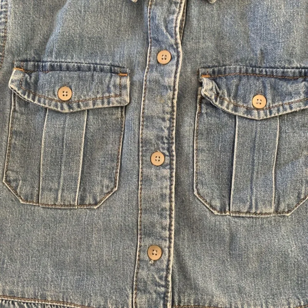 GAP Kids Denim Button Front Long Sleeve Shirt Dress Size M(8) Collared Blue Jean